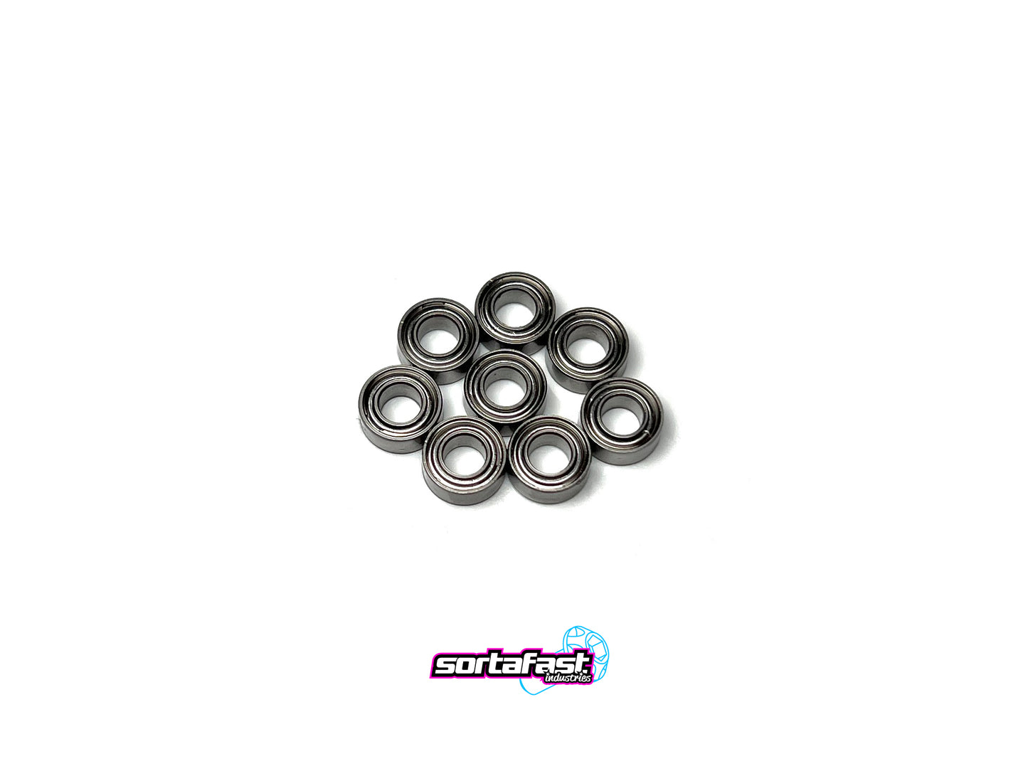 Sortafast hybrid ceramic bearing set, for pan most 1/28 scale pan cars with 3mm axles with sortafast logo for branding