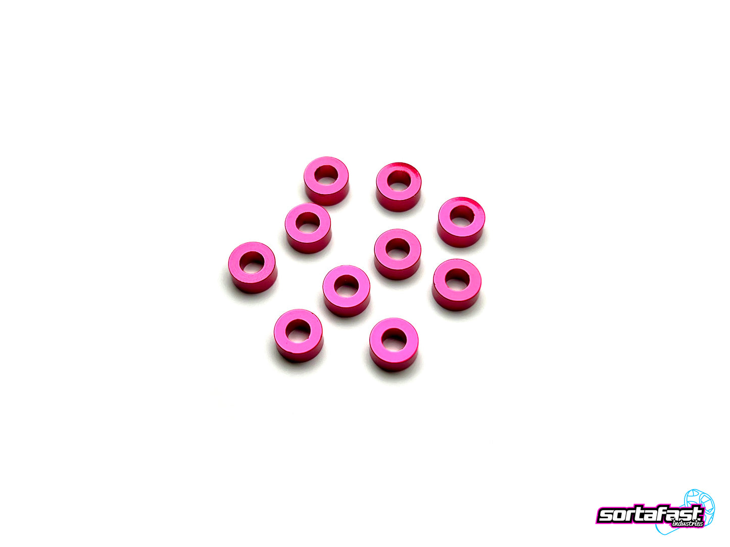 3x6x3mm aluminum shims - Pink