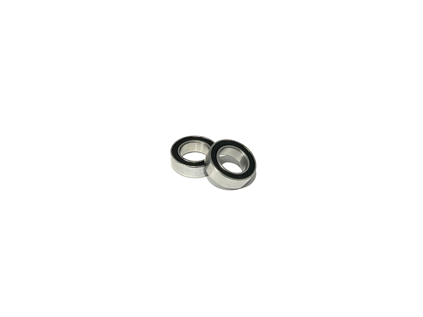Sortafast stainless 6x10x3 bearings with black rubber seals. 2pc shown on white background
