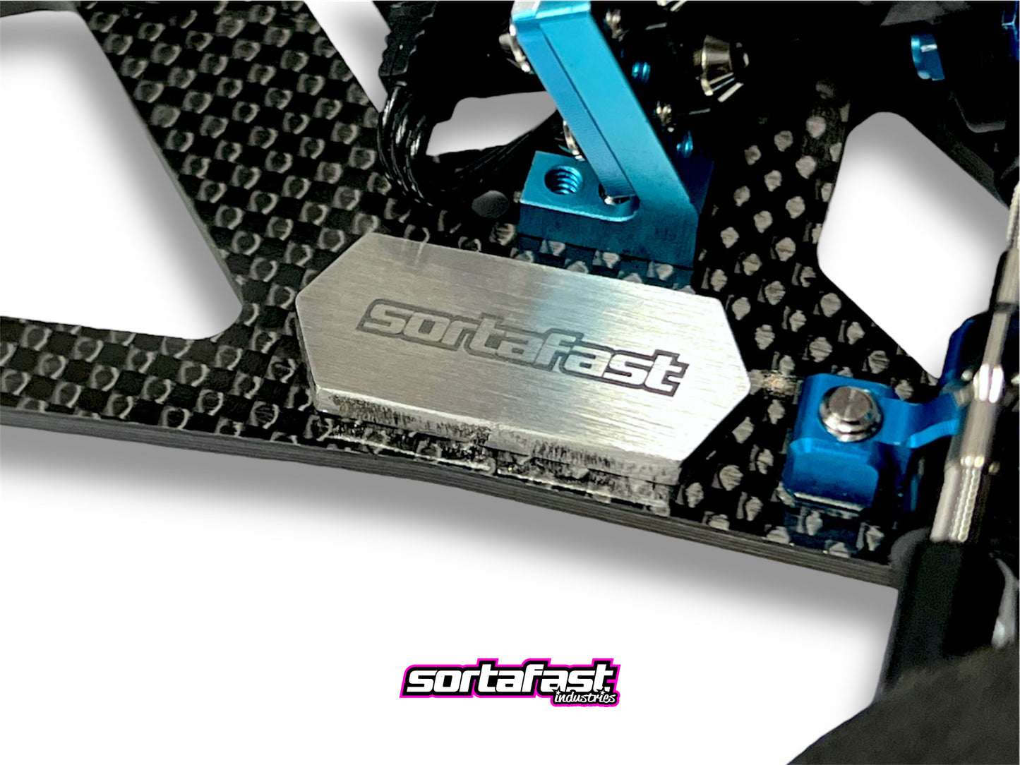 Sortafast 9g stainless steel chassis weight installed on RC chassis