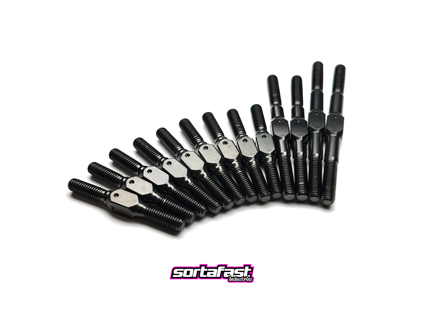 Sortafast stealth black titanium turnbuckle kit for Awesomatix A800 touring car.