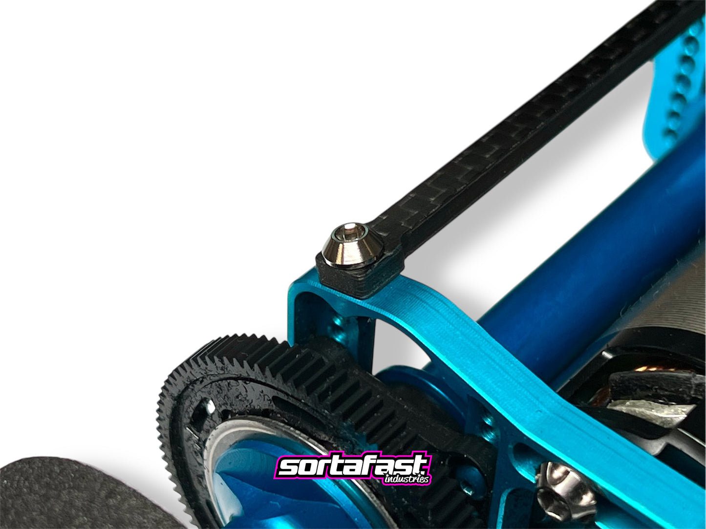 Sortafast 4-40 titanium button head screw installed on RC car chassis