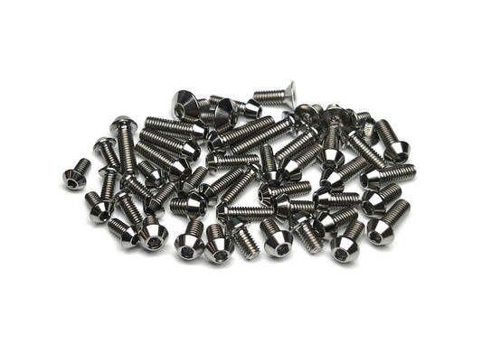 Sortafast XRAY X10 ’26 Titanium Topside Screw Kit – 49pc natural finish button head, countersunk, king, and cap screws.