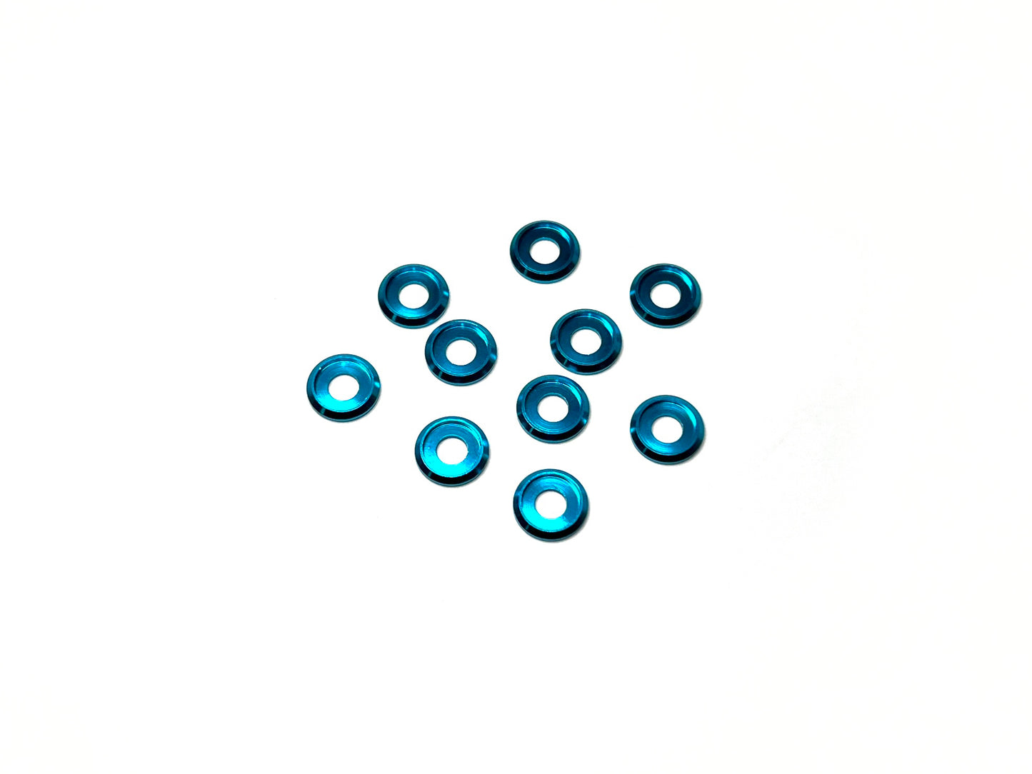 Bright blue aluminum button washers