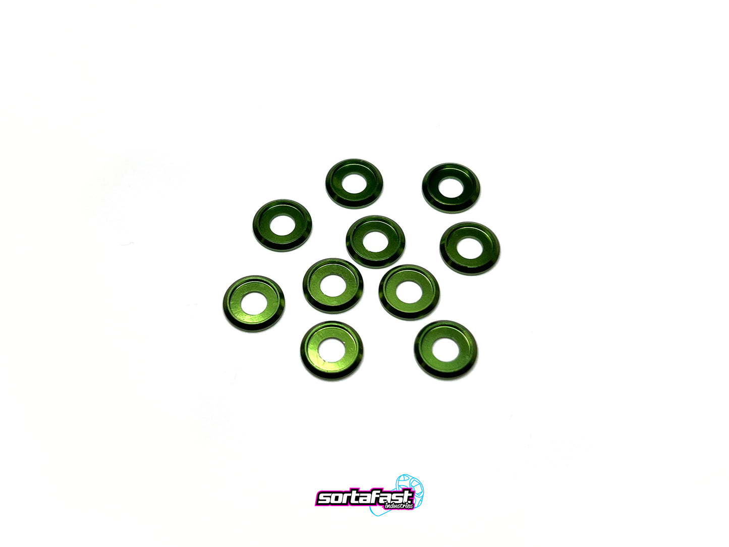 Green aluminum button washers