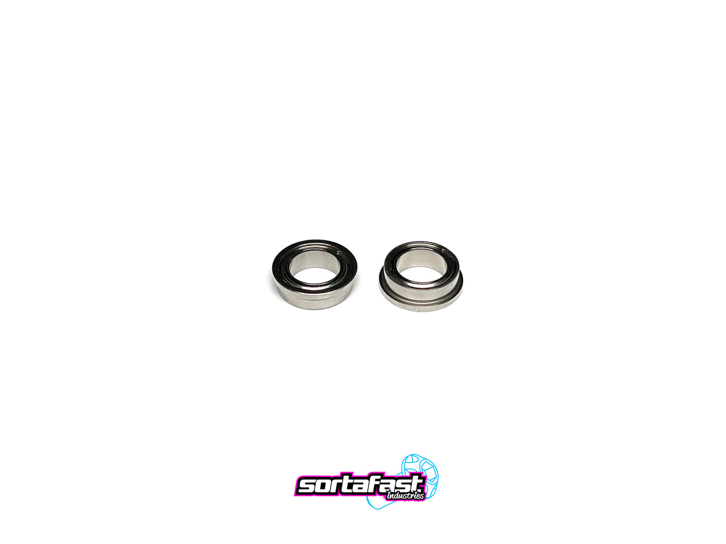 Sortafast 1/4x3/8x1/8 flanged hybrid ceramic bearings – 2 pack, shown on white background.