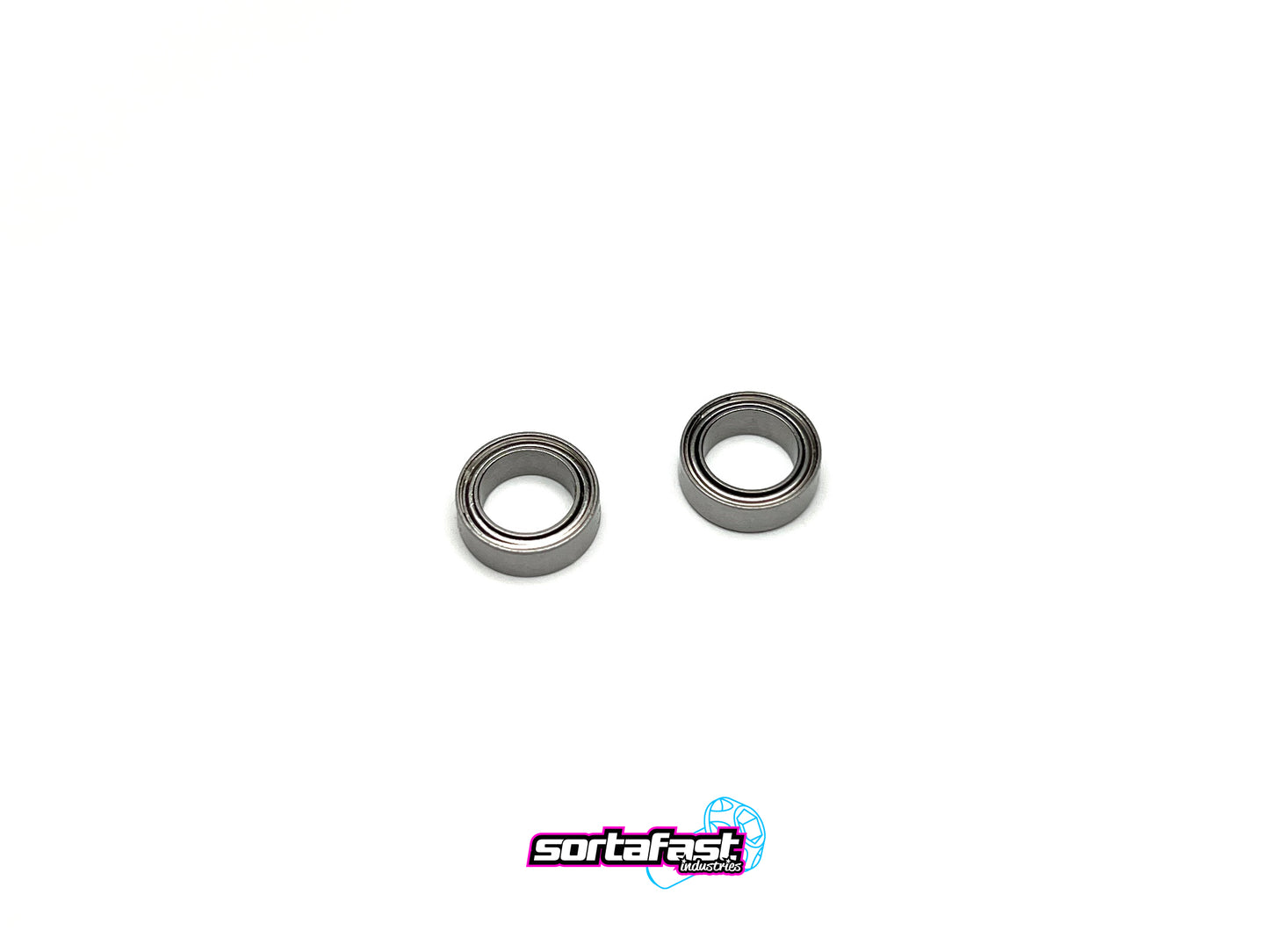 Sortafast 1/4x3/8x1/8 hybrid ceramic bearings on white background with Sortafast branding – non-flanged, sold in pairs