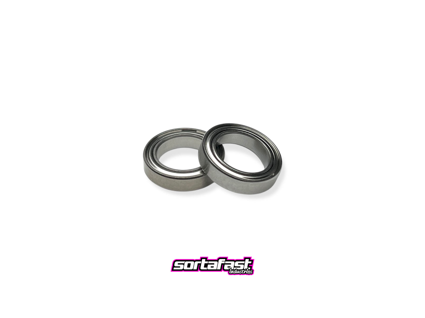 Sortafast 12x18x4mm hybrid ceramic bearings (2-pack) on white background with sortafast logo for branding