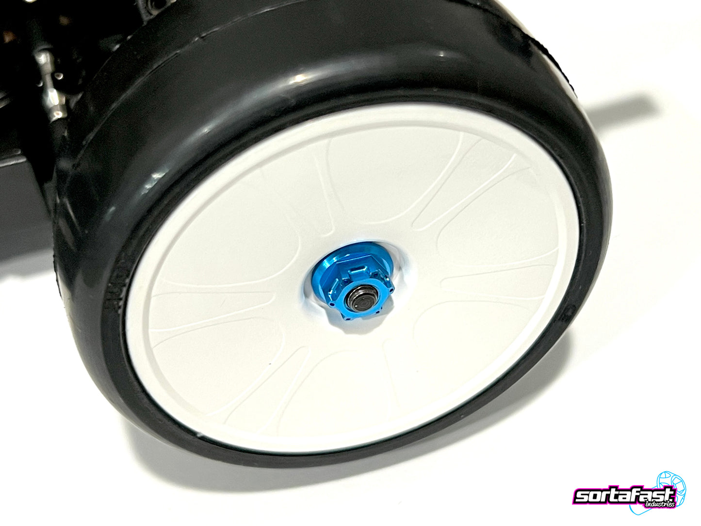 Sortafast Aluminum Nuts - Hexcix M4 flanged - Bright Blue