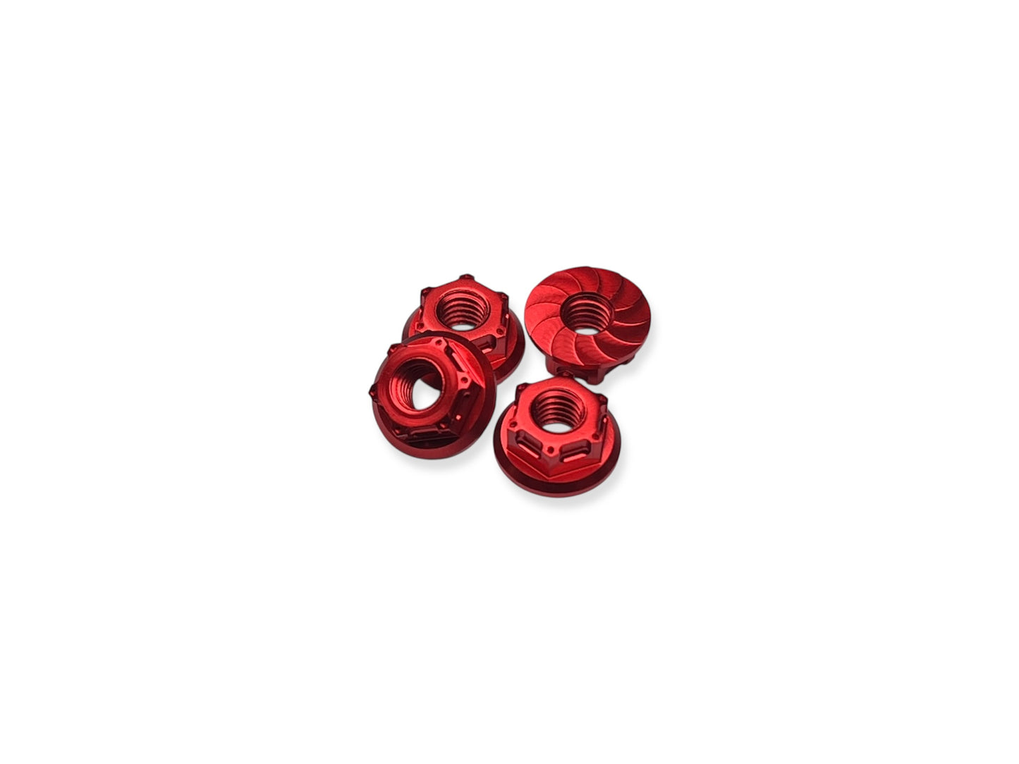 Sortafast Aluminum Nuts - Hexcix M4 flanged - Red