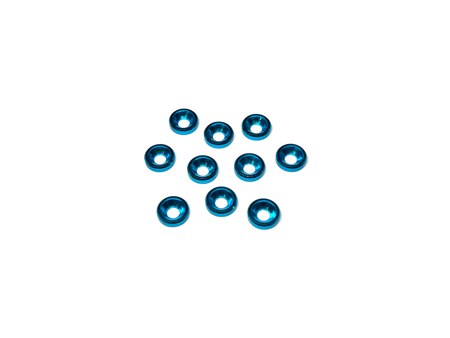 Bright blue aluminum m3 countersink washers