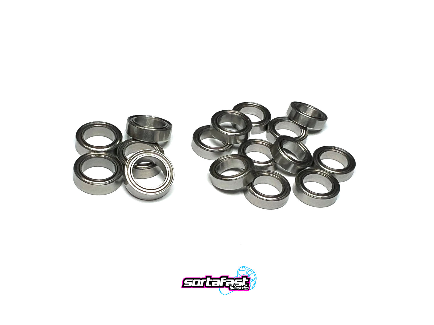 Sortafast Hybrid Ceramic Bearing Set – 16 bearings shown with Sortafast logo on white background