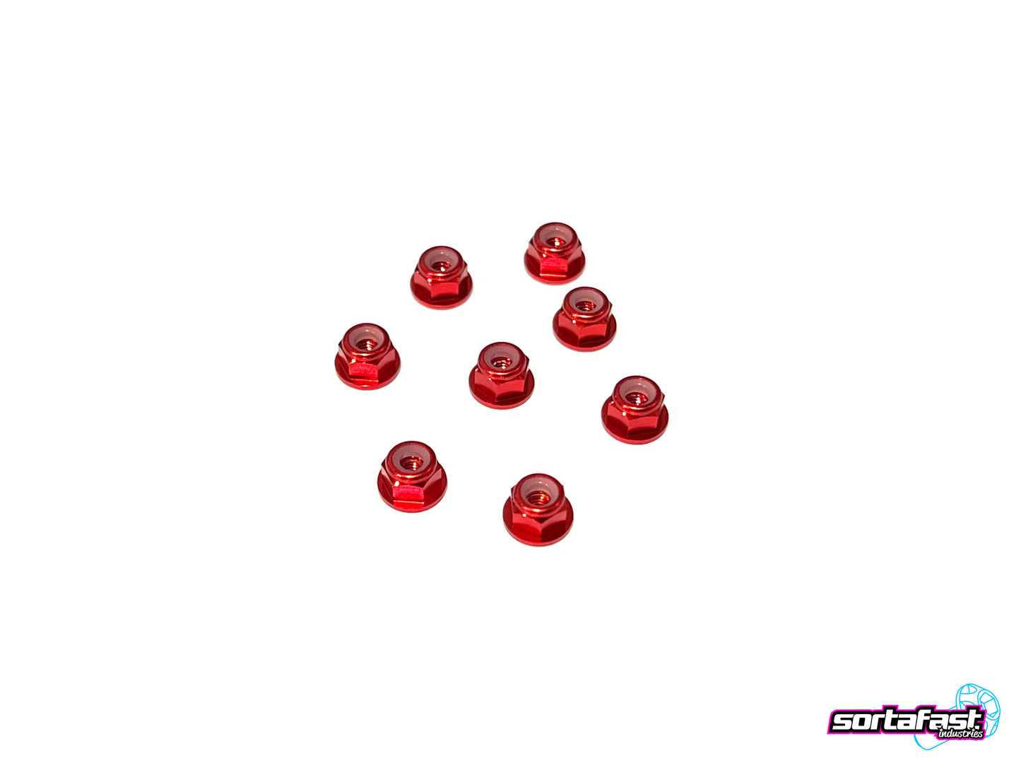 Sortafast Aluminum Flanged Locknut - M3 - Red