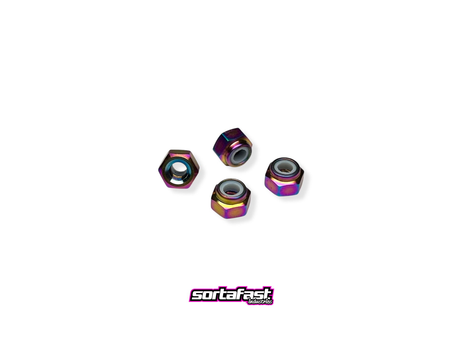 M3 titanium nylon insert locknut - 4pc oil slick finish