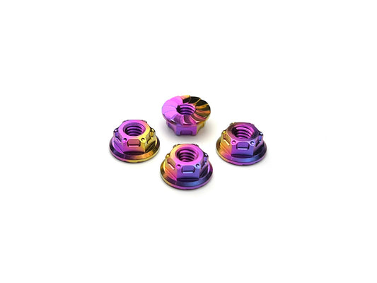 Sortafast Titanium Wheel Nuts - Hexcix M4 Flanged & Serrated - Hyper Berry (4pc)