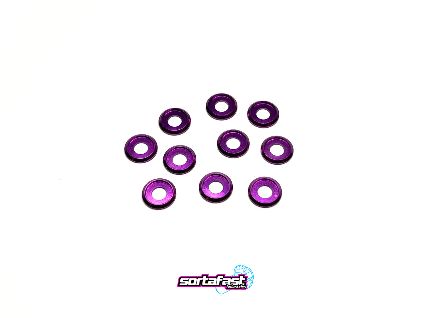 Purple aluminum button washers