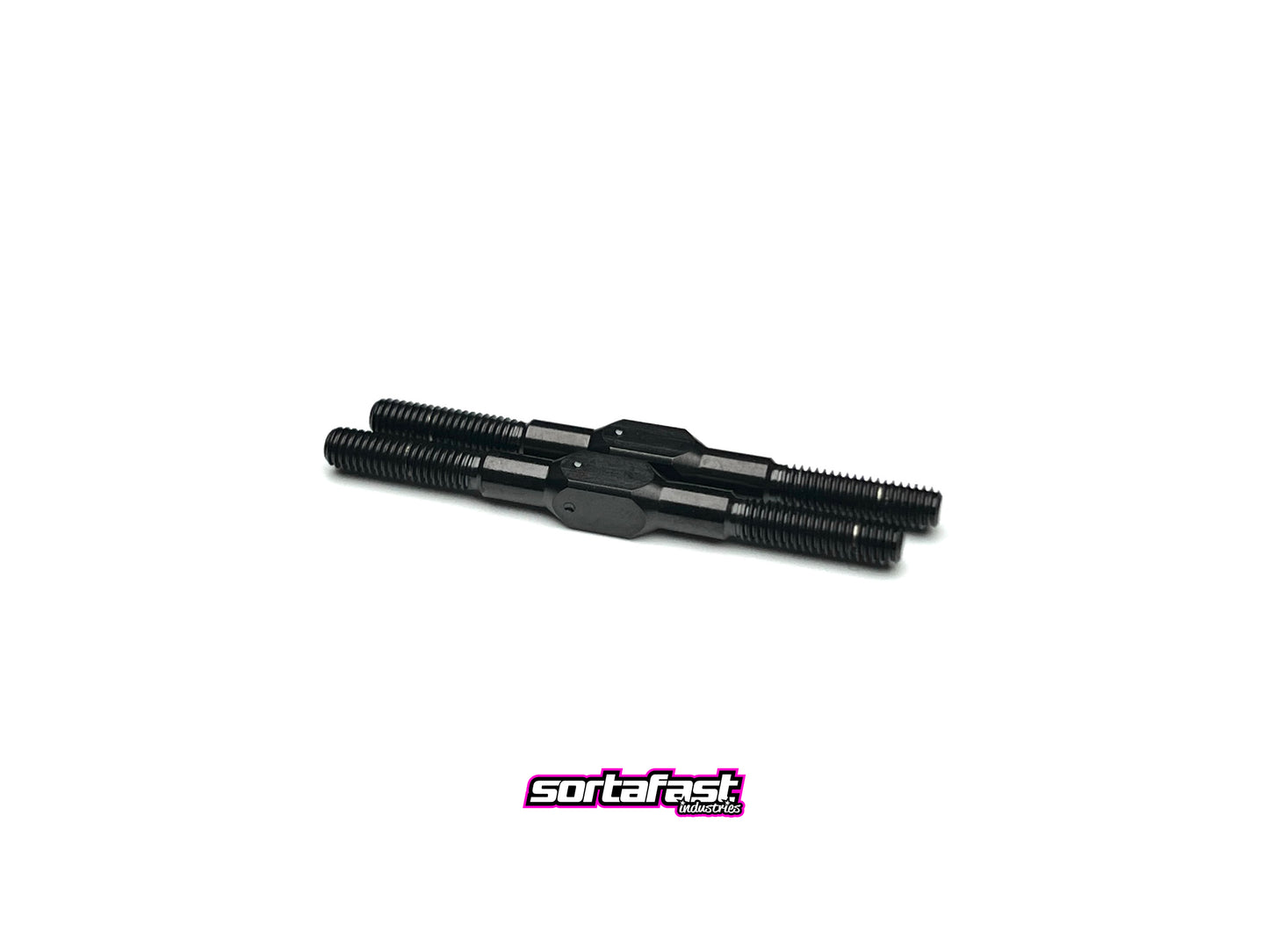 Sortafast 3x39mm titanium turnbuckles – black finish – 2-piece set, shown on white background with Sortafast logo