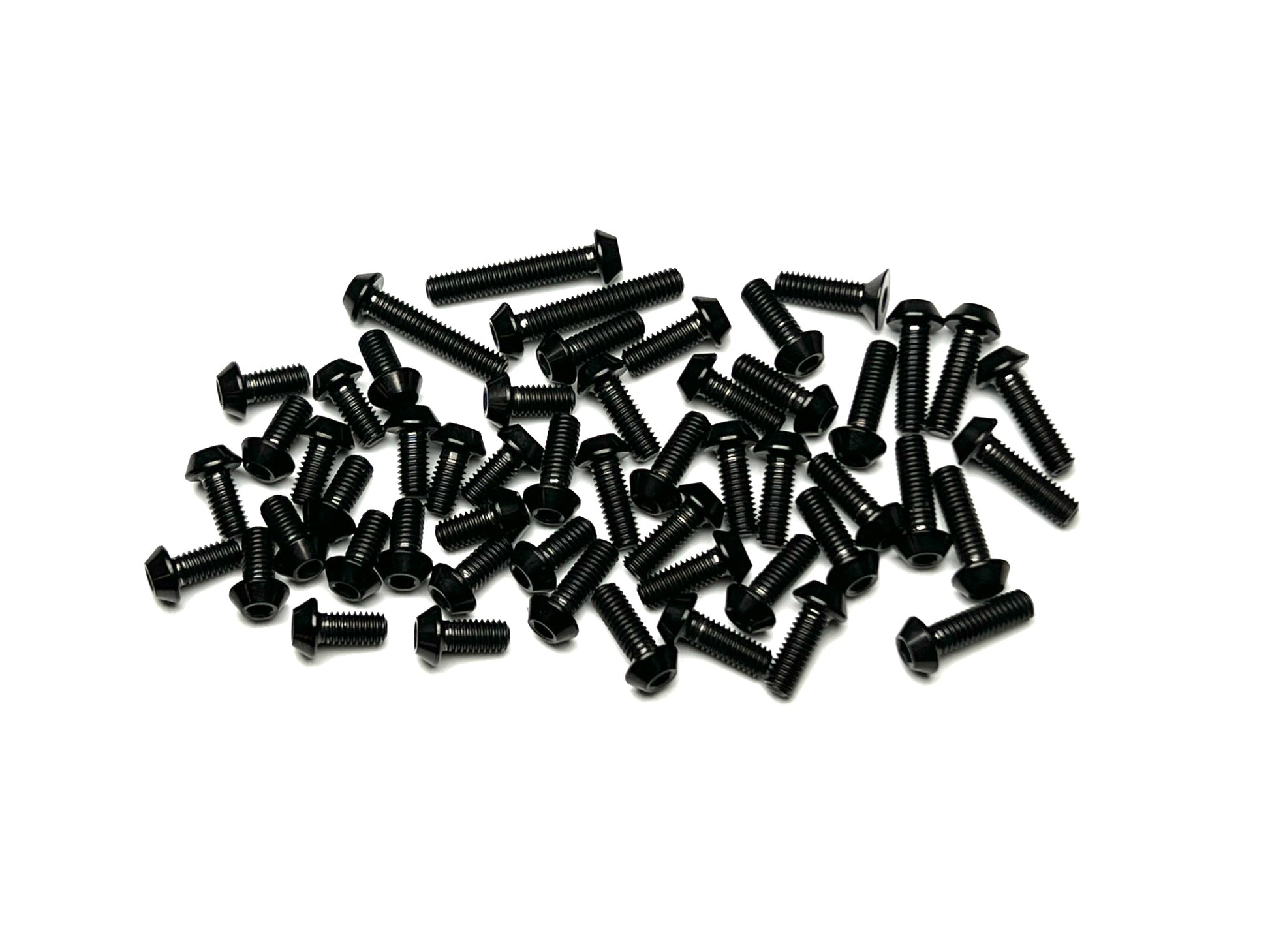 Sortafast Titanium Topside Screw Kit – 53-piece stealth black titanium button head and countersunk screws for Team Associated TC8.