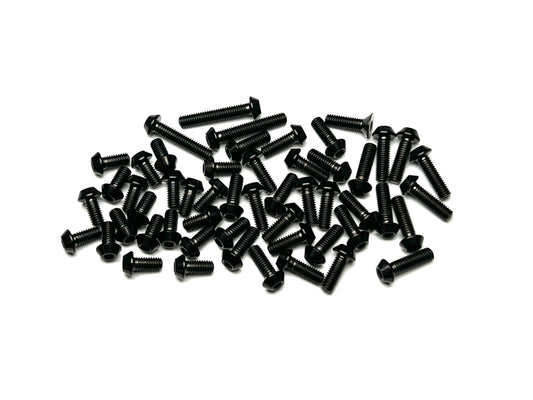 Sortafast Titanium Topside Screw Kit – 53-piece stealth black titanium button head and countersunk screws for Team Associated TC8.