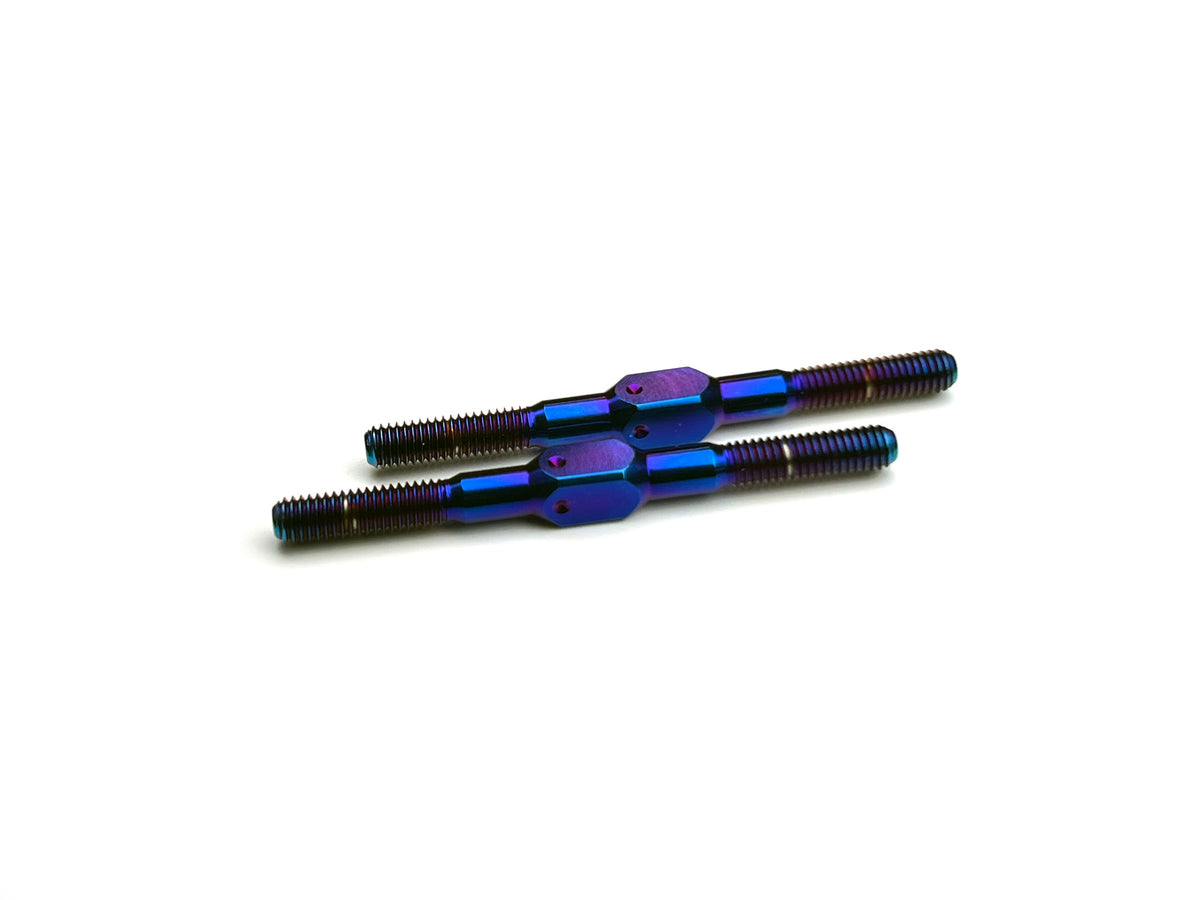 Sortafast titanium turnbuckles - Burnt blue titanium - 3x39mm - used in cars such as the Awesomatix a12. Xray x12, and various touring car platoforms