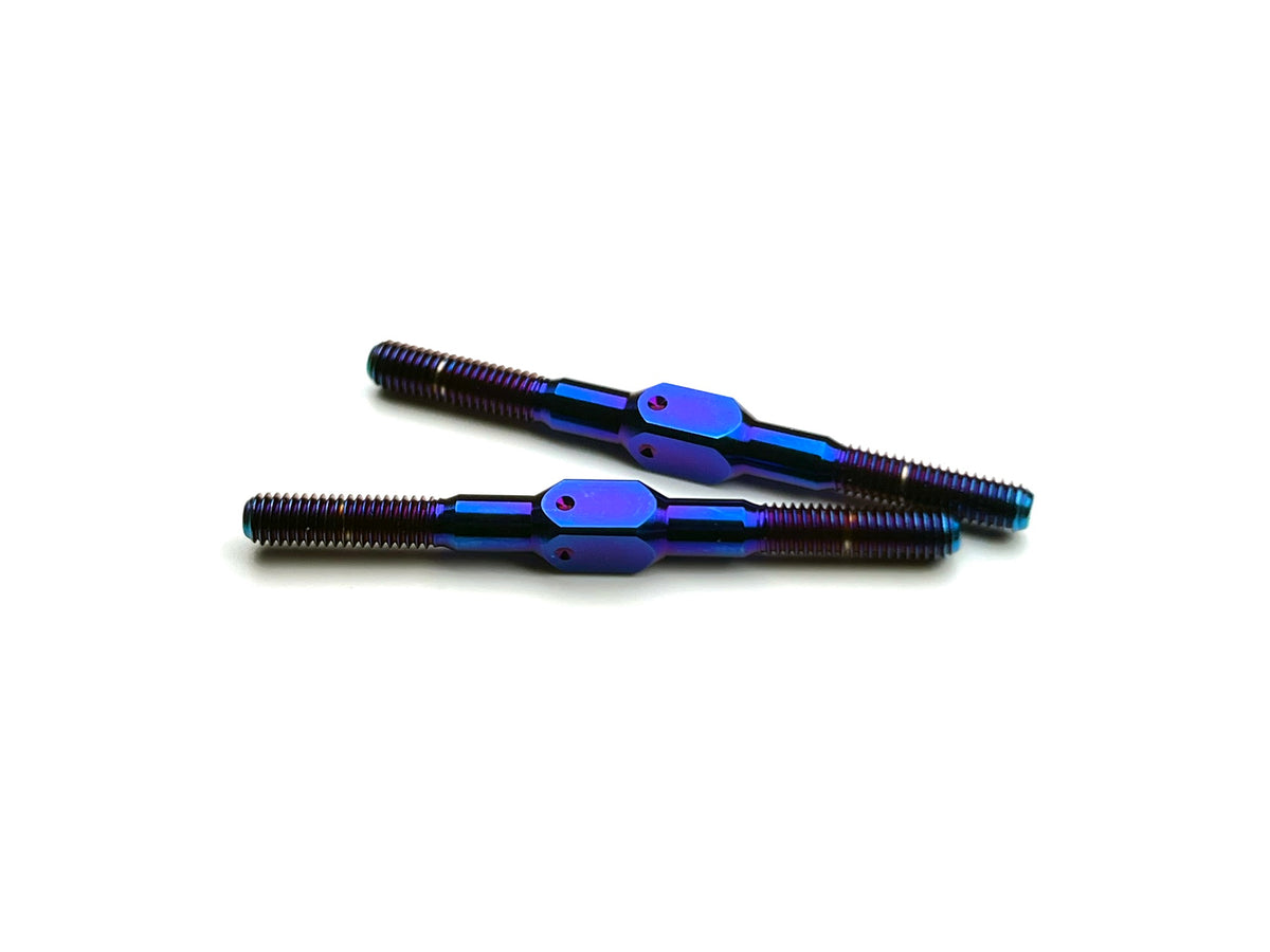 Sortafast titanium turnbuckles - Burnt blue titanium - 3x39mm - used in cars such as the Awesomatix a12. Xray x12, and various touring car platoforms