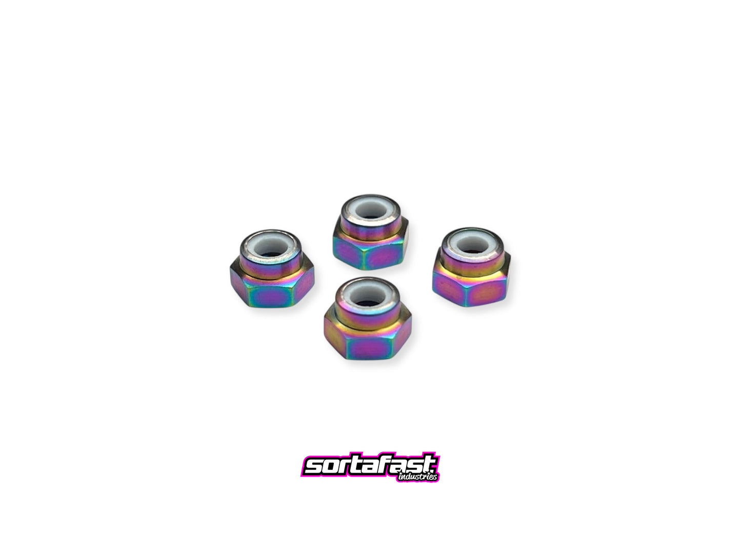Sortafast Titanium Locknuts - M4 - Oil Slick (4pc)