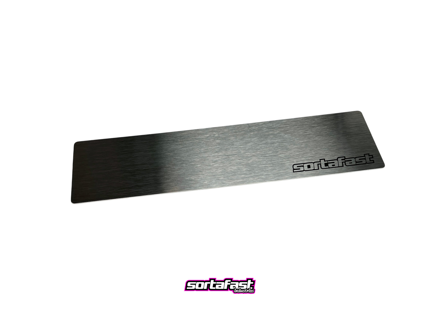 Slim stainless steel battery weight plate for 2S touring car use – shown on white background with sortafast logo on bottom center of screen