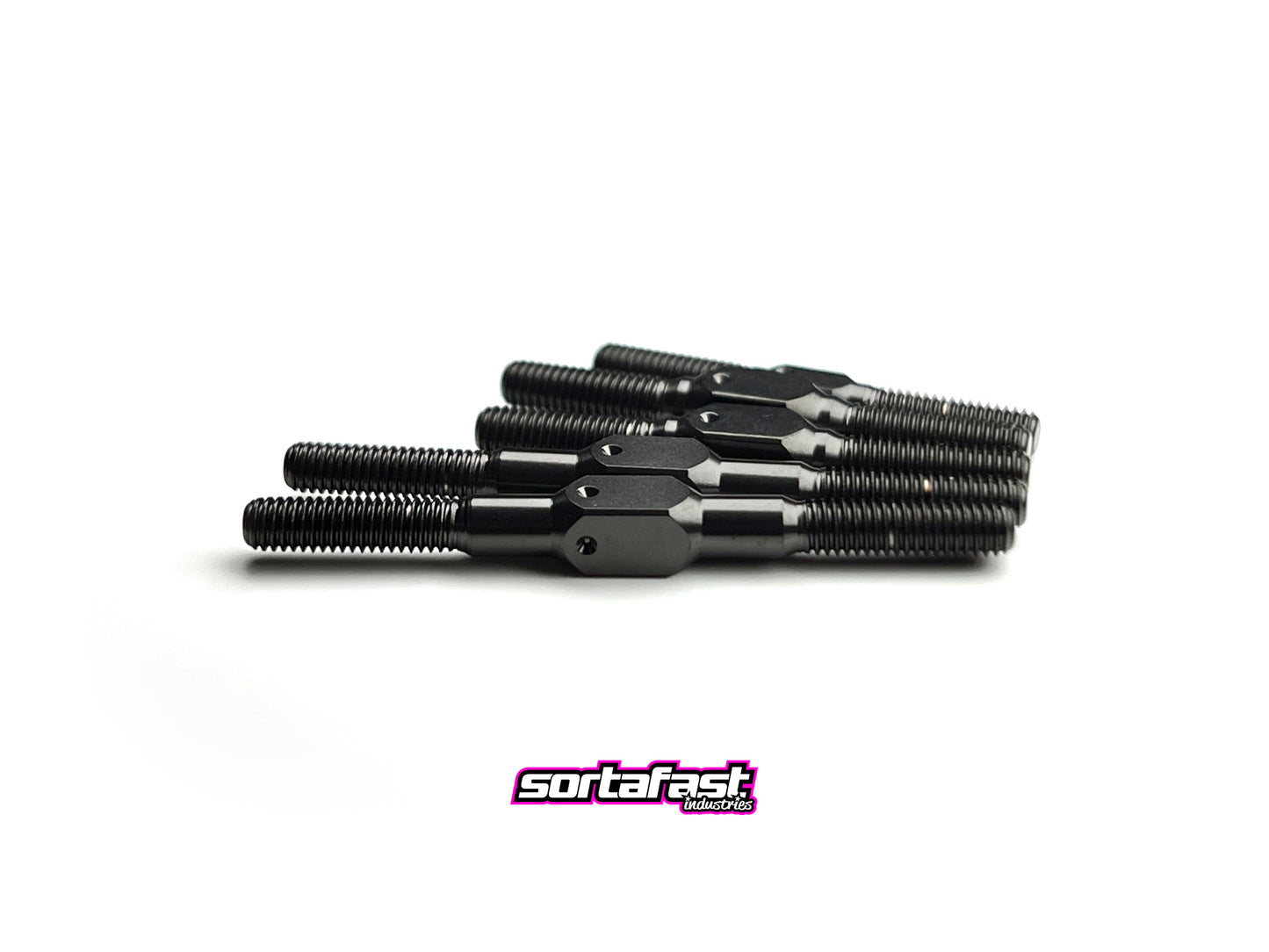 Sortafast stealth black titanium turnbuckle kit for XRAY X4 and X4F touring cars.