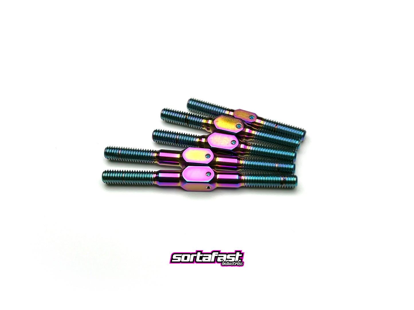 Sortafast oil slick titanium turnbuckle kit for XRAY X4 and X4F touring cars.