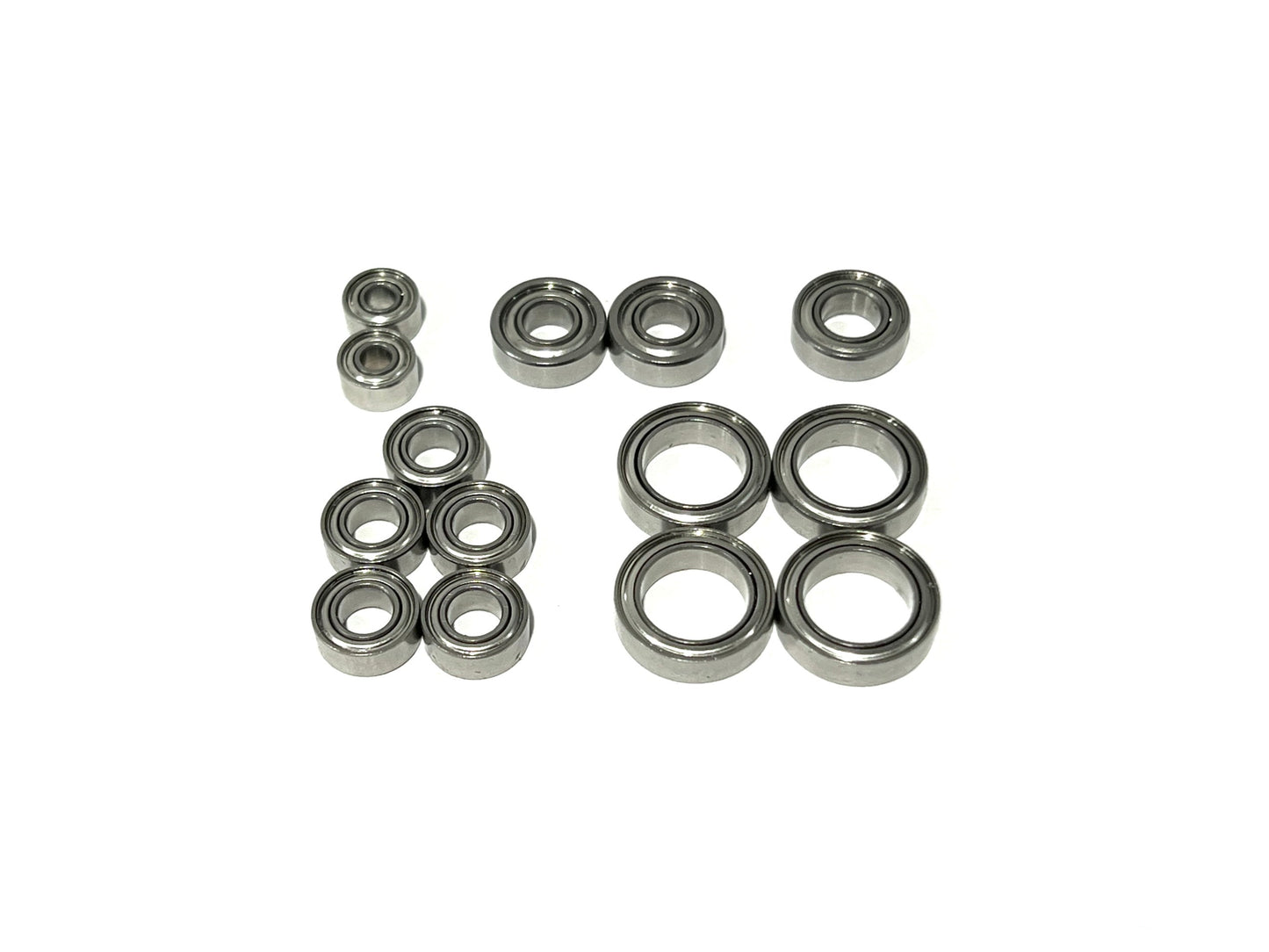 Sortafast Hybrid Ceramic Bearing Set – XRAY XB2 ’24/’25 14pcs, ABEC 7, metal shield, Si3N4 ceramic balls, race-ready RC bearings. Shown on a white background.
