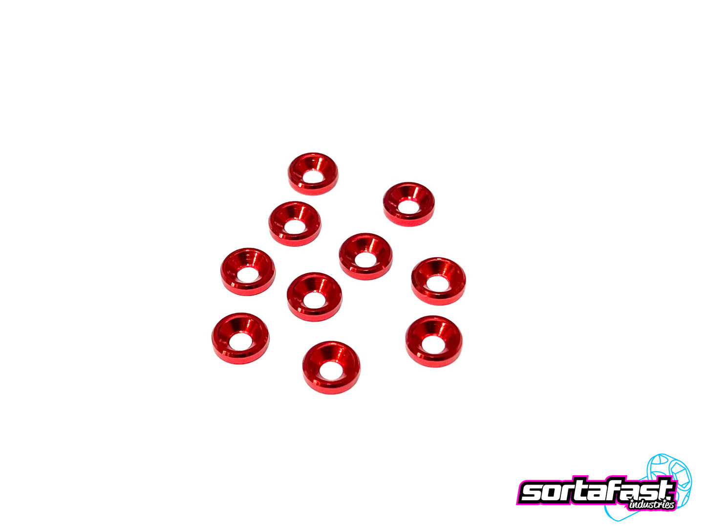 Sortafast Aluminum Countersink Washers - M3 - Red