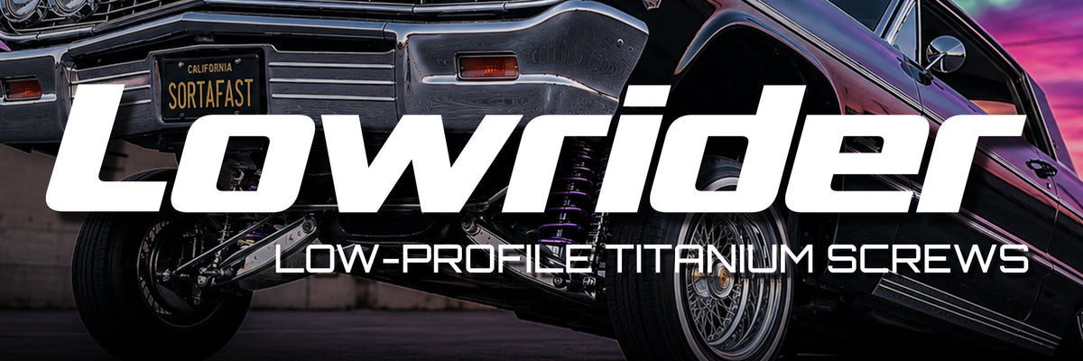 Lowrider titanium screws hero image - lowrider car on background