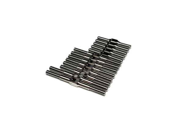 Sortafast titanium turnbuckle kit for Awesomatix A800FXR FWD touring car including upper arm, steering, and rear toe links