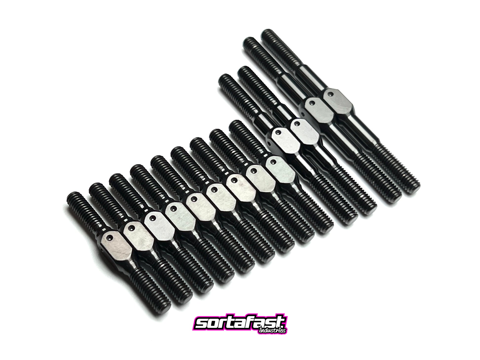 Sortafast stealth black titanium turnbuckle kit for Awesomatix A800 touring car.