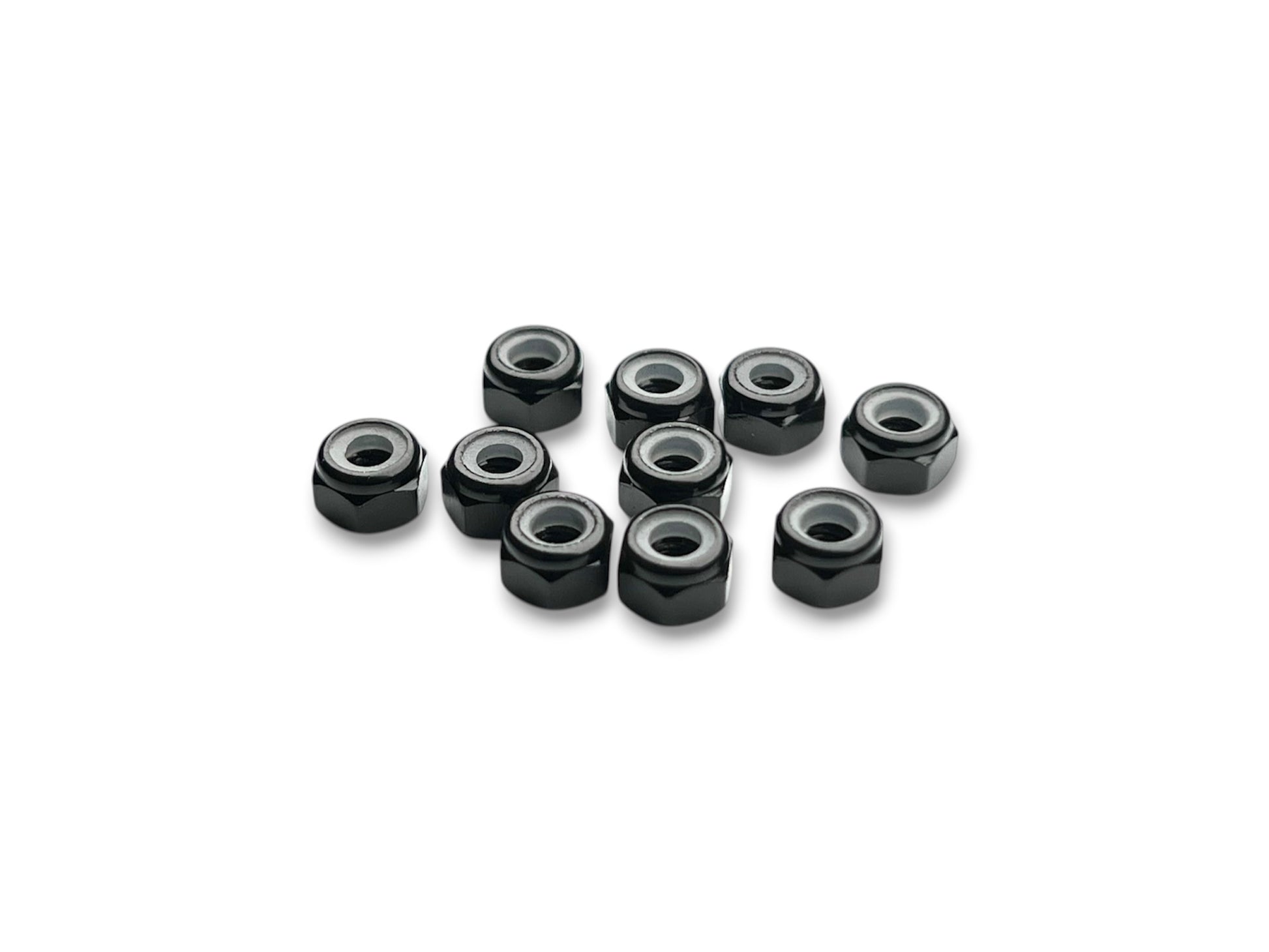 Sortafast aluminum locknuts. M3 nylon insert locknuts for RC applications. Black finish, 10pc
