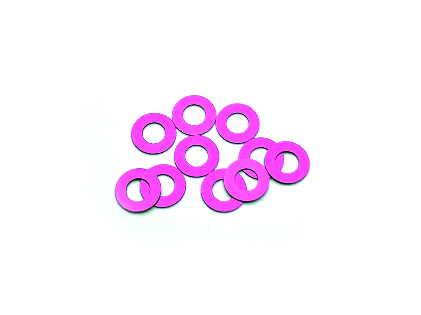 Sortafast 3 × 6 × 0.25 mm aluminum shims in purple anodized finish, 10-piece pack.