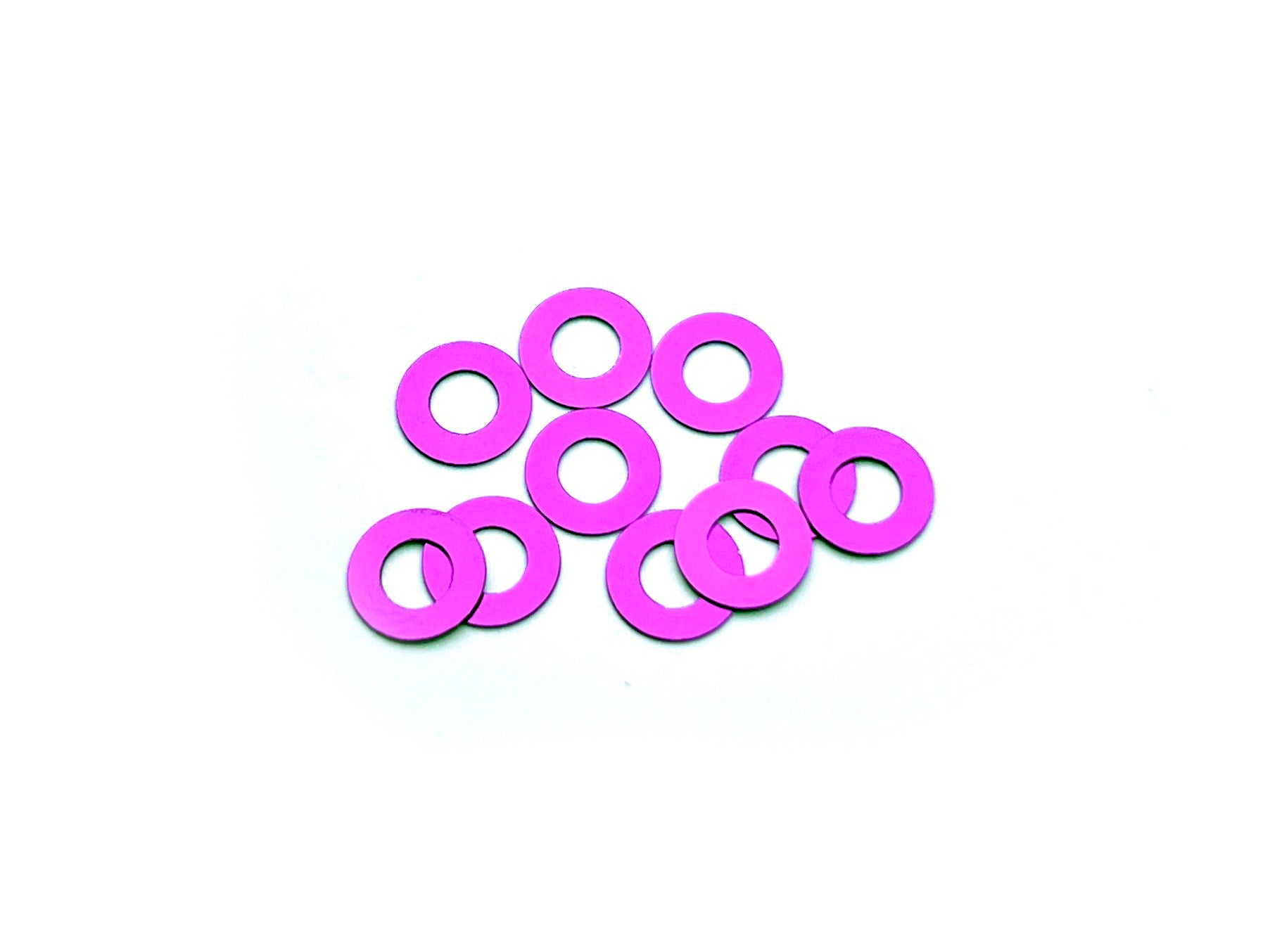 Sortafast 3 × 6 × 0.25 mm aluminum shims in purple anodized finish, 10-piece pack.