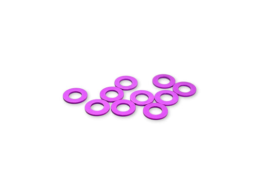 3x6x0.5mm aluminum shims, Sortafast shims for RC car - 10 pack, purple anodized finish