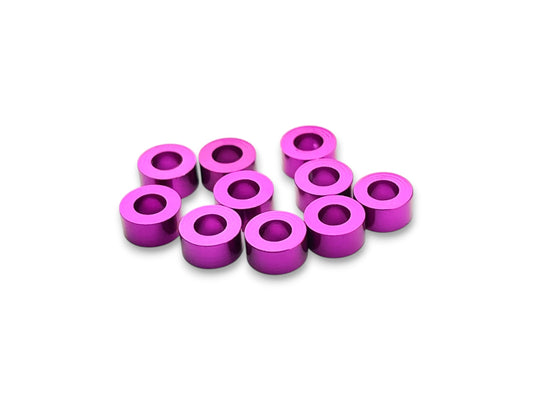 Sortafast 3 × 6 × 3.0 mm aluminum shims in purple anodized finish, 10-piece pack.