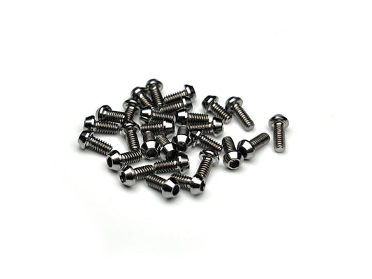 28-piece Sortafast titanium button head screw kit for RC28 Team Kit on white background