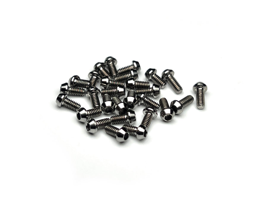 32-piece Sortafast titanium button head screw kit for RC28 Team Kit on white background