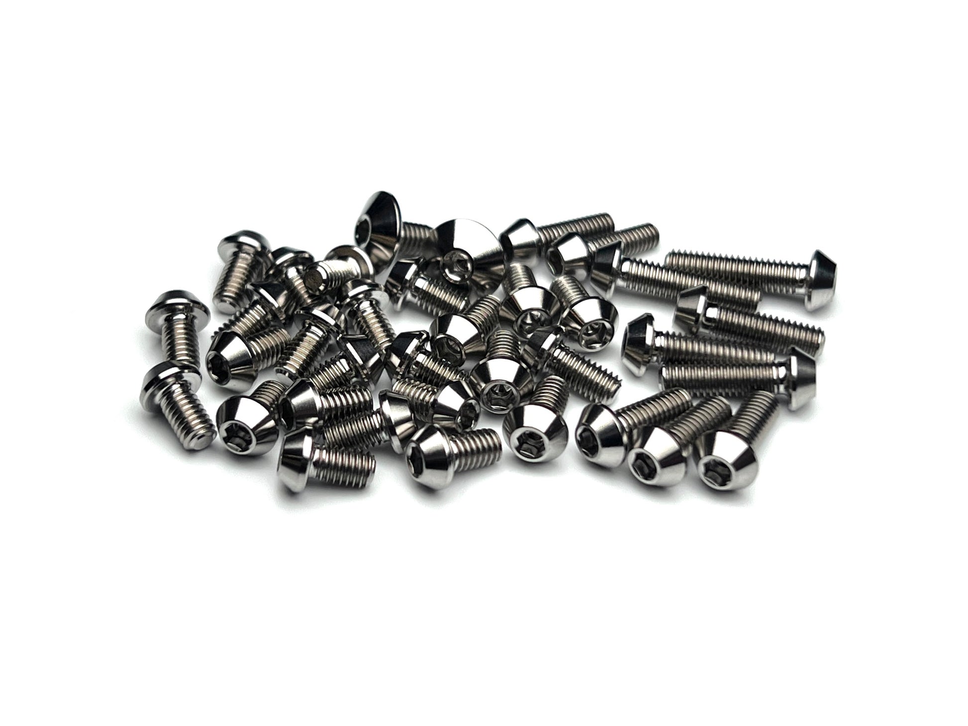 Sortafast Titanium Topside Screw Kit – 36-piece M3 and M2.5 titanium screws for Awesomatix A12X. Shown on a white background.