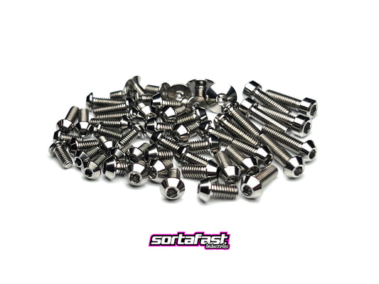 Sortafast Titanium Topside Screw Kit for XRAY X12 ’26 – 53pc natural finish screws