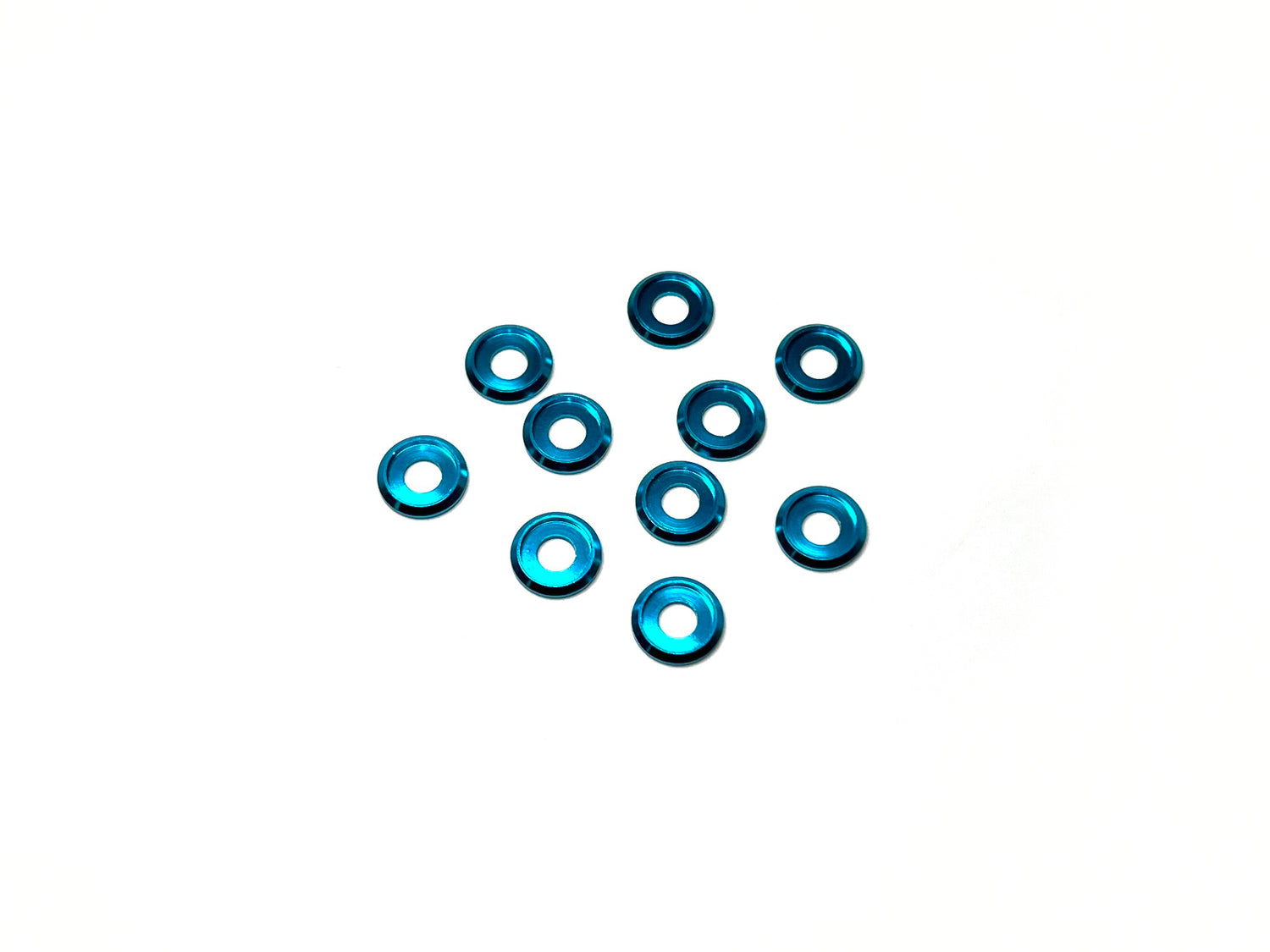 Bright blue aluminum button washers