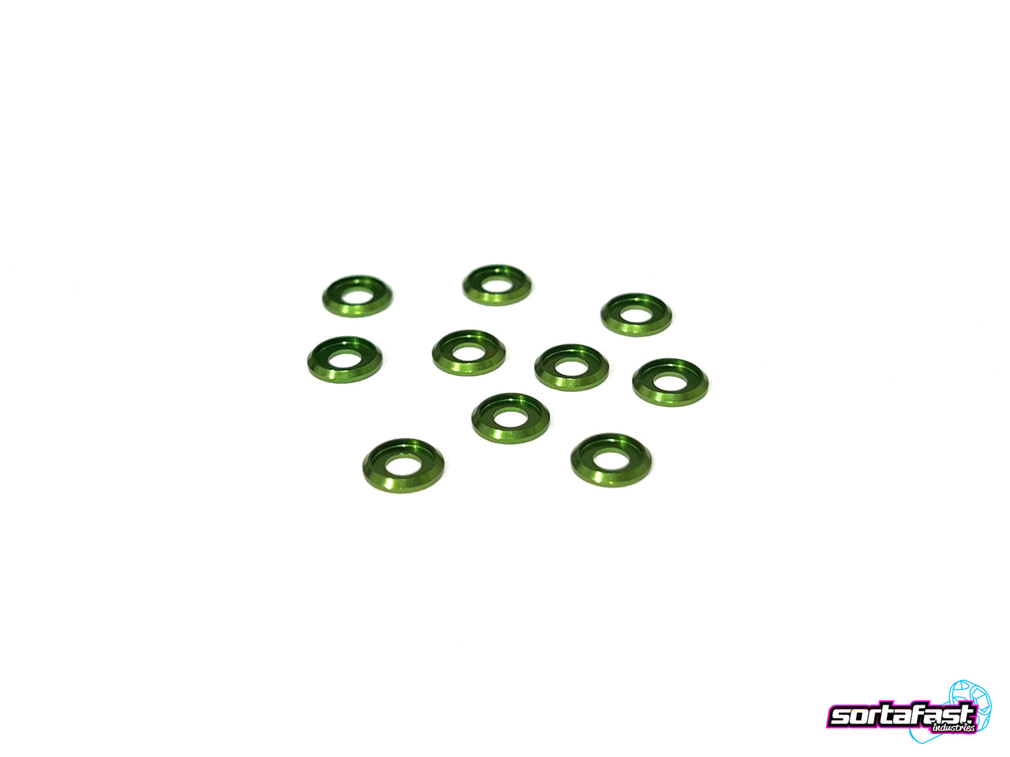 Sortafast Aluminum Button Washers M3 - Green (10pk)