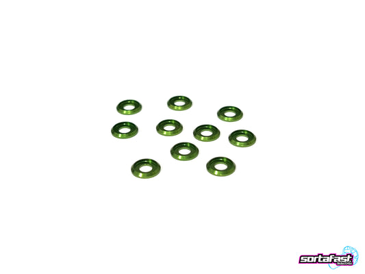 Sortafast Aluminum Button Washers M3 - Green (10pk)