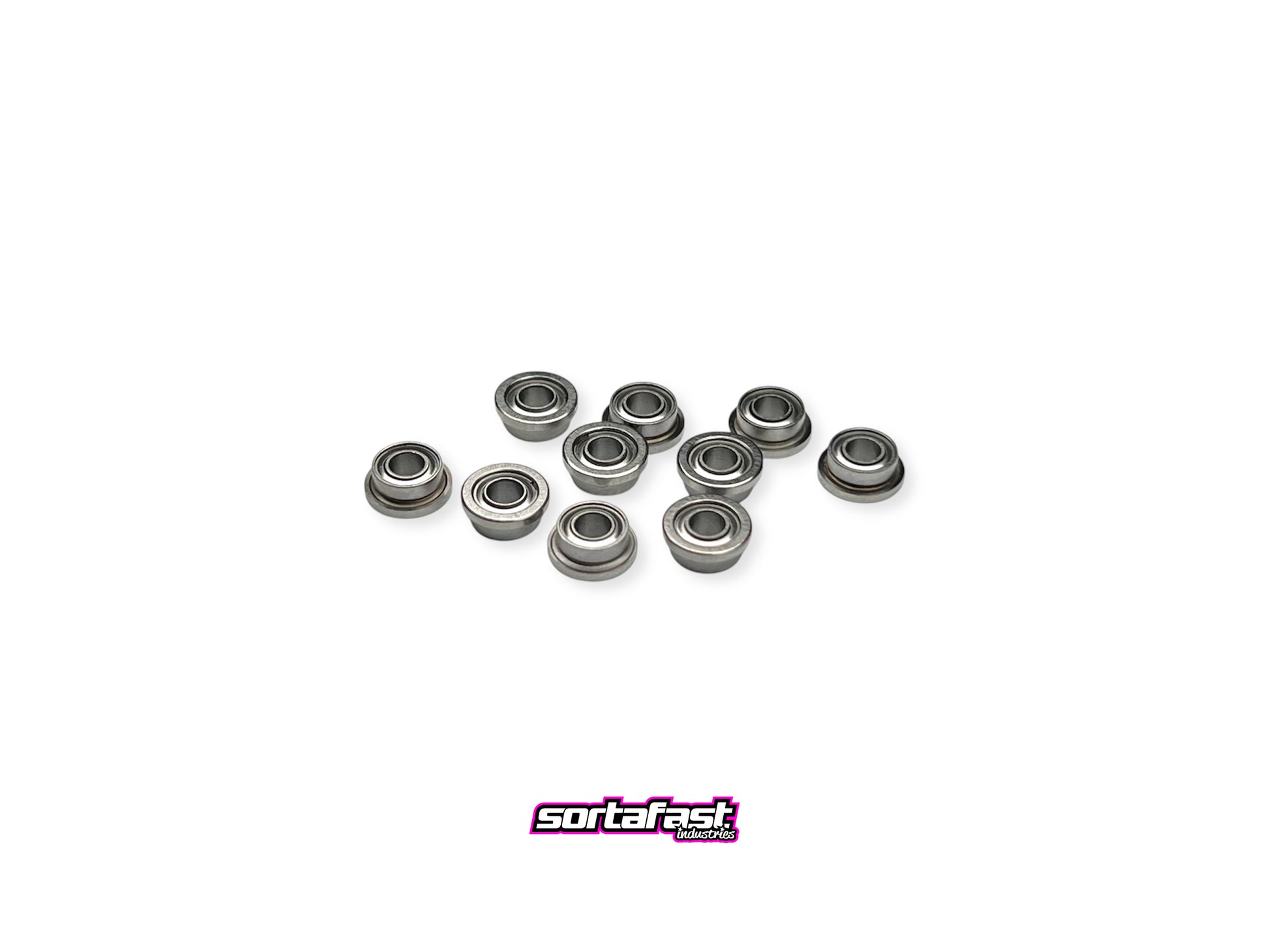 Sortafast hybrid ceramic bearings 3/32 x 3/16 x 3/32 flanged – shown on white background with Sortafast logo 