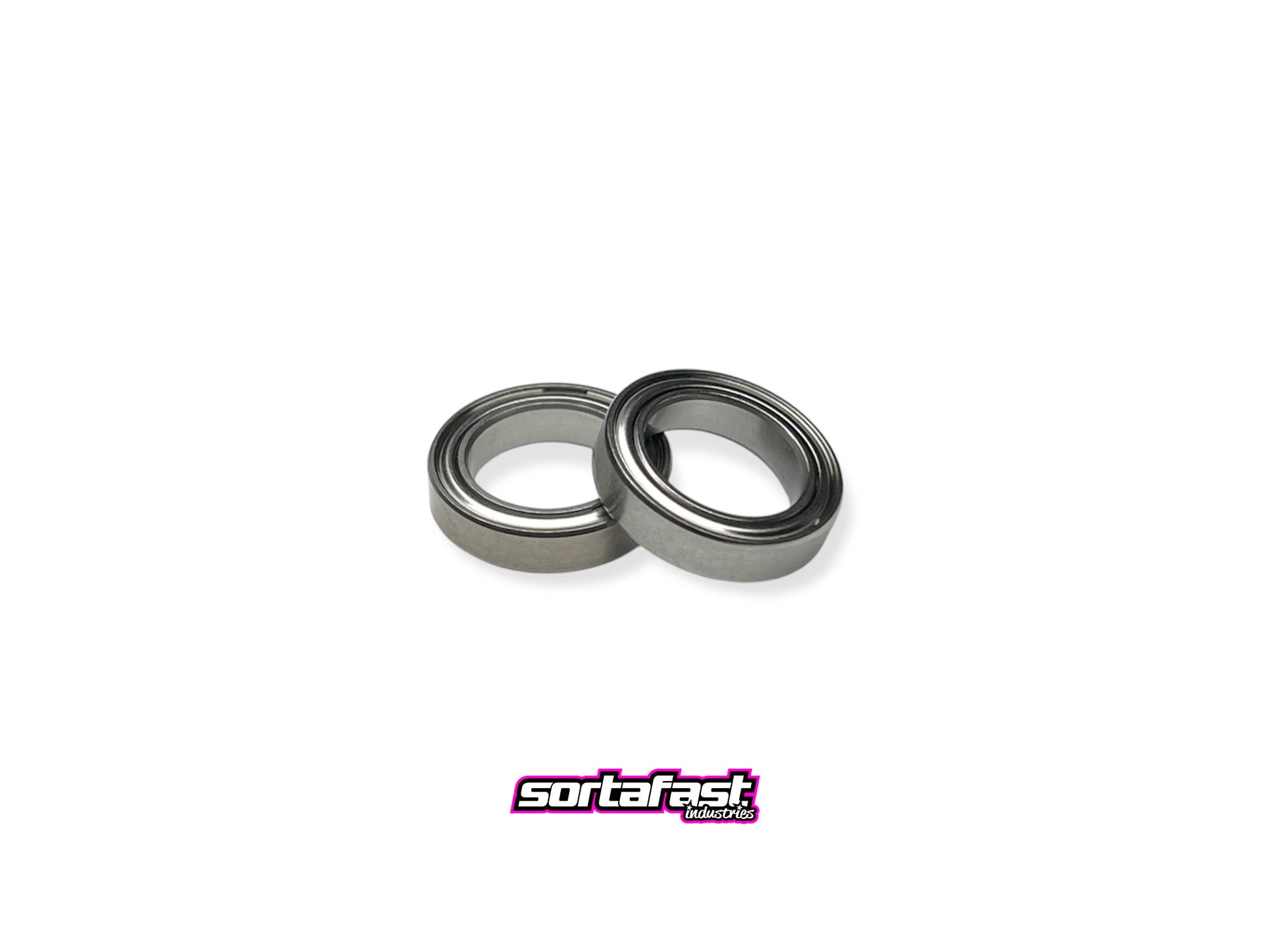 Sortafast 12x18x4mm hybrid ceramic bearings (2-pack) on white background with sortafast logo for branding