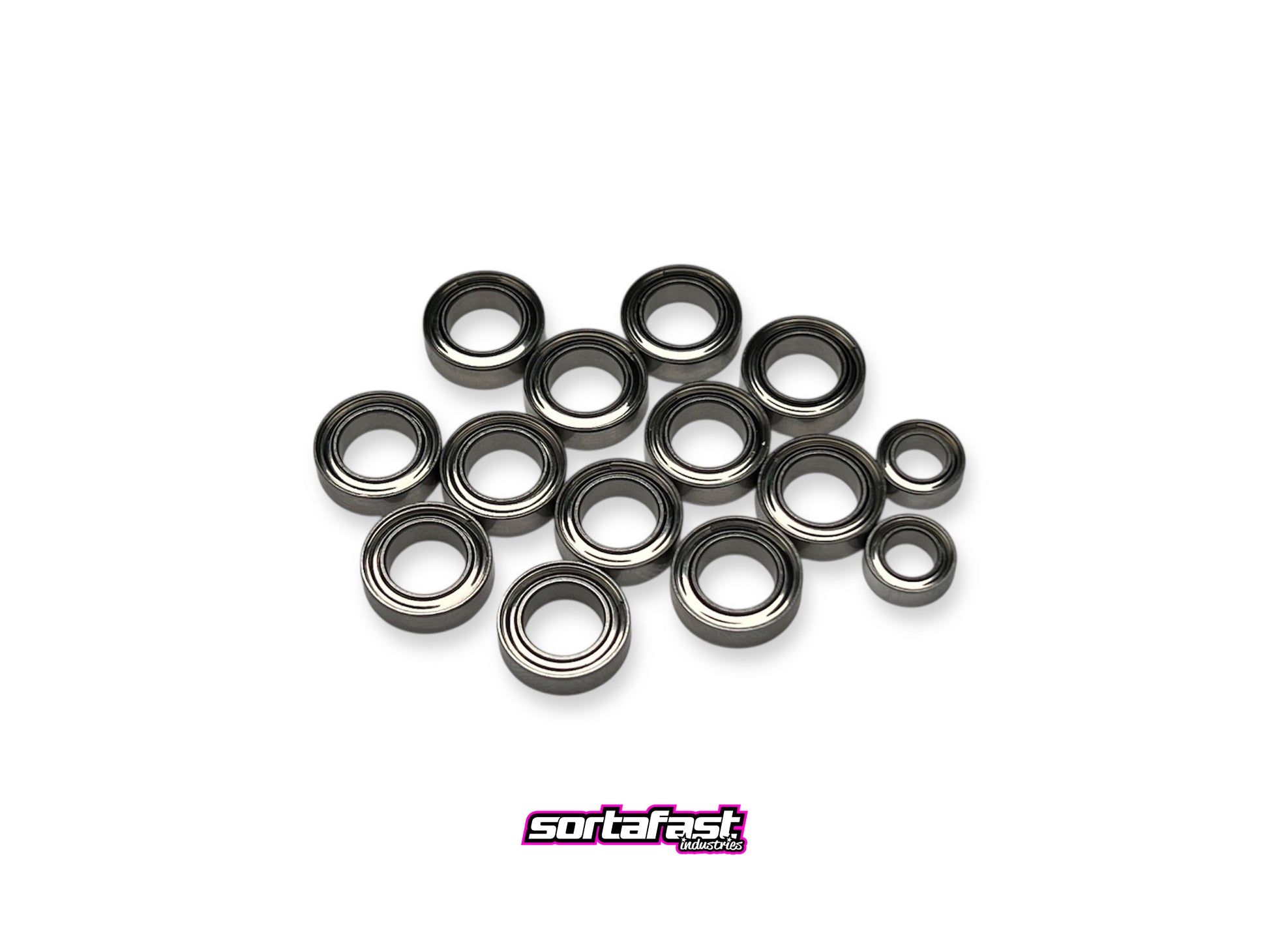 Sortafast Hybrid Ceramic Bearing Set for XRAY X4 ’26 – 14pc Si₃N₄ ceramic and metal-shielded bearings pre-oiled for smooth, high-speed RC performance.