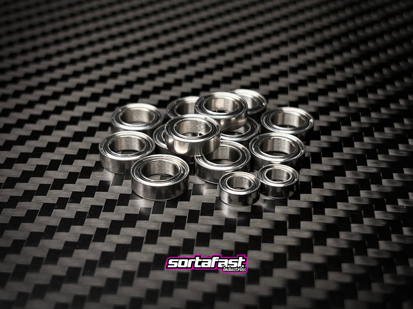 Sortafast Hybrid Ceramic Bearing Set for XRAY X4 ’26 – 14pc Si₃N₄ ceramic and metal-shielded bearings pre-oiled for smooth, high-speed RC performance.